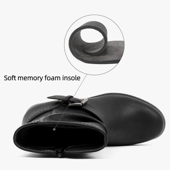 VJH confort Women's Mid Calf Boots, Comfort Buckle Slouchy Booties w/Side Zipper - Picture 11 of 13